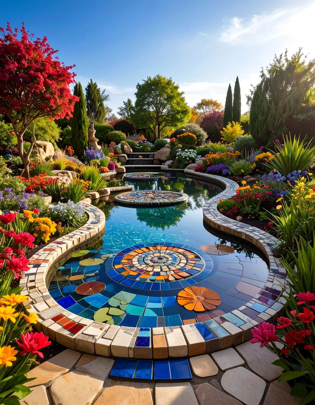 Decorative Tile Mosaic - 24 Pond Edging Ideas