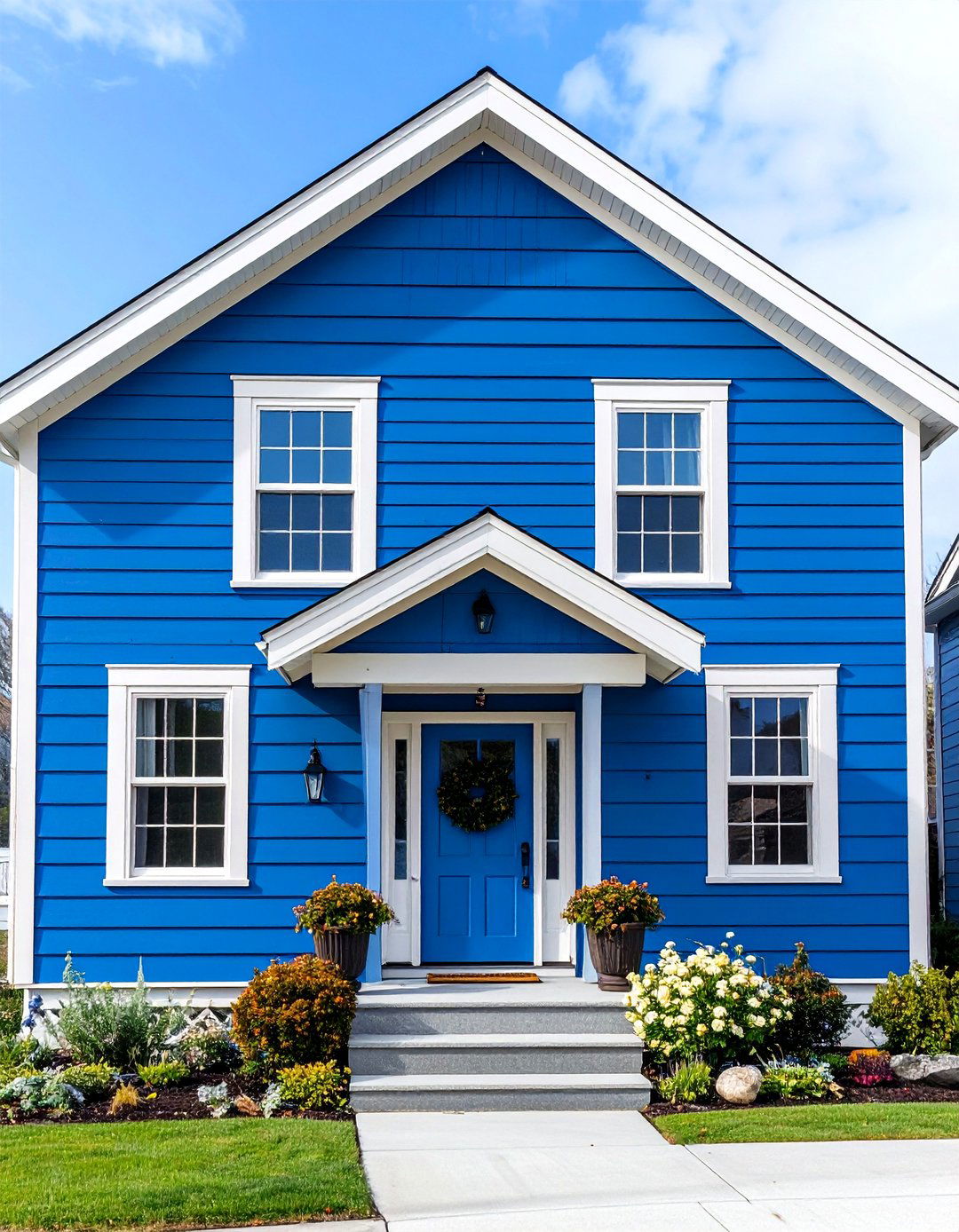 Deep Blue and Warm Beige Maritime Elegance - 24 Two-tone Siding Designs