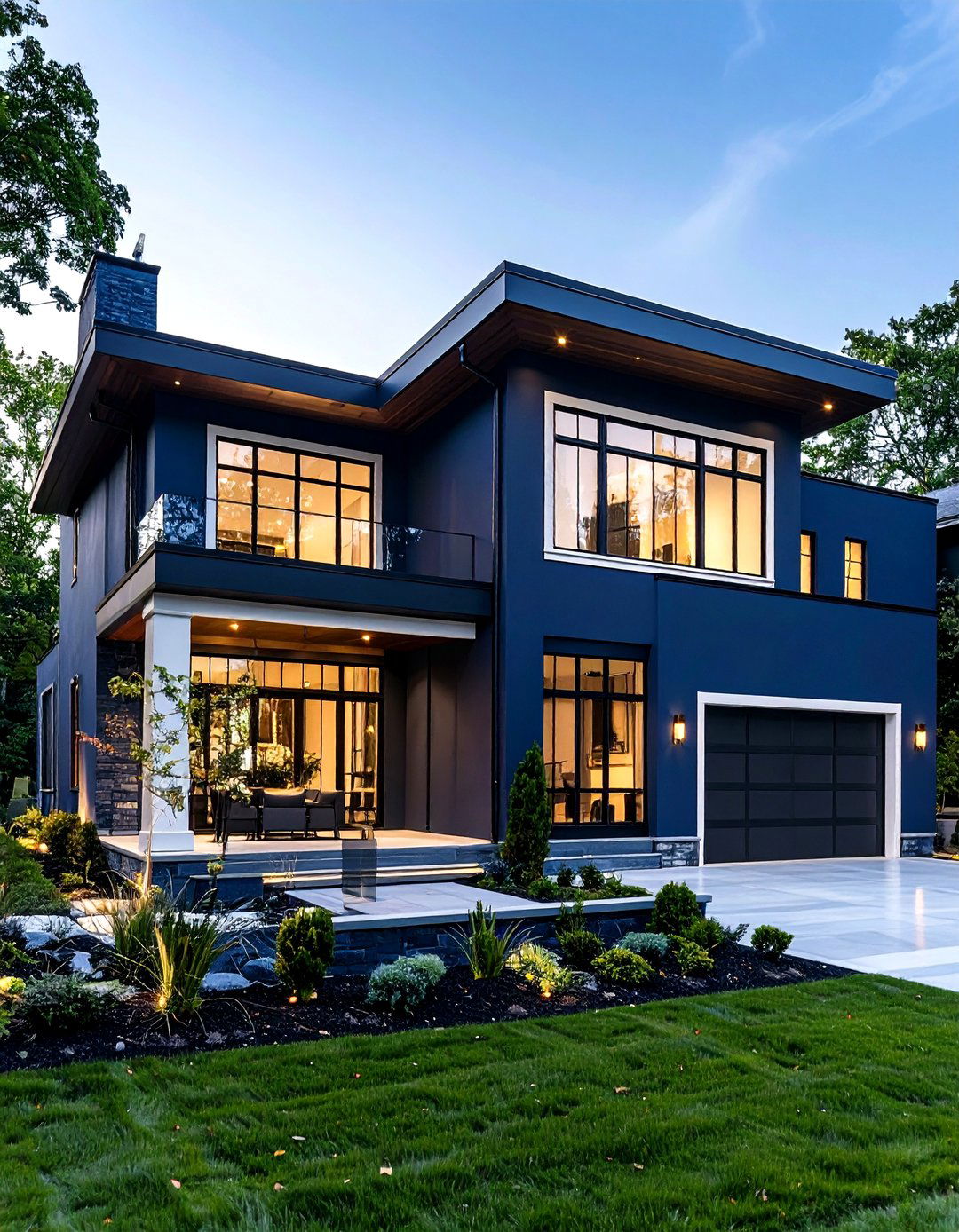 Deep Charcoal Blue Coating - 24 Exterior Brick Paint Color Ideas