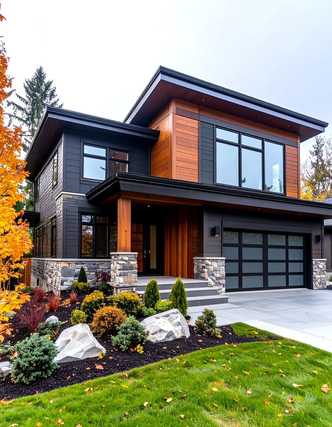 Deep Creek Green Brown Neutral Blend - 24 Dark Green Exterior Paint Color Schemes