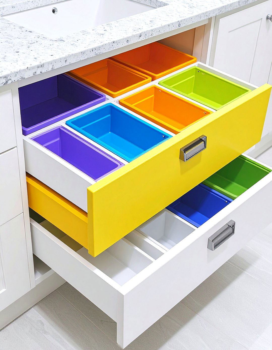 Deep Drawer Bin System with Sliding Secondary Access - 24 Bathroom Drawer Organization Ideas