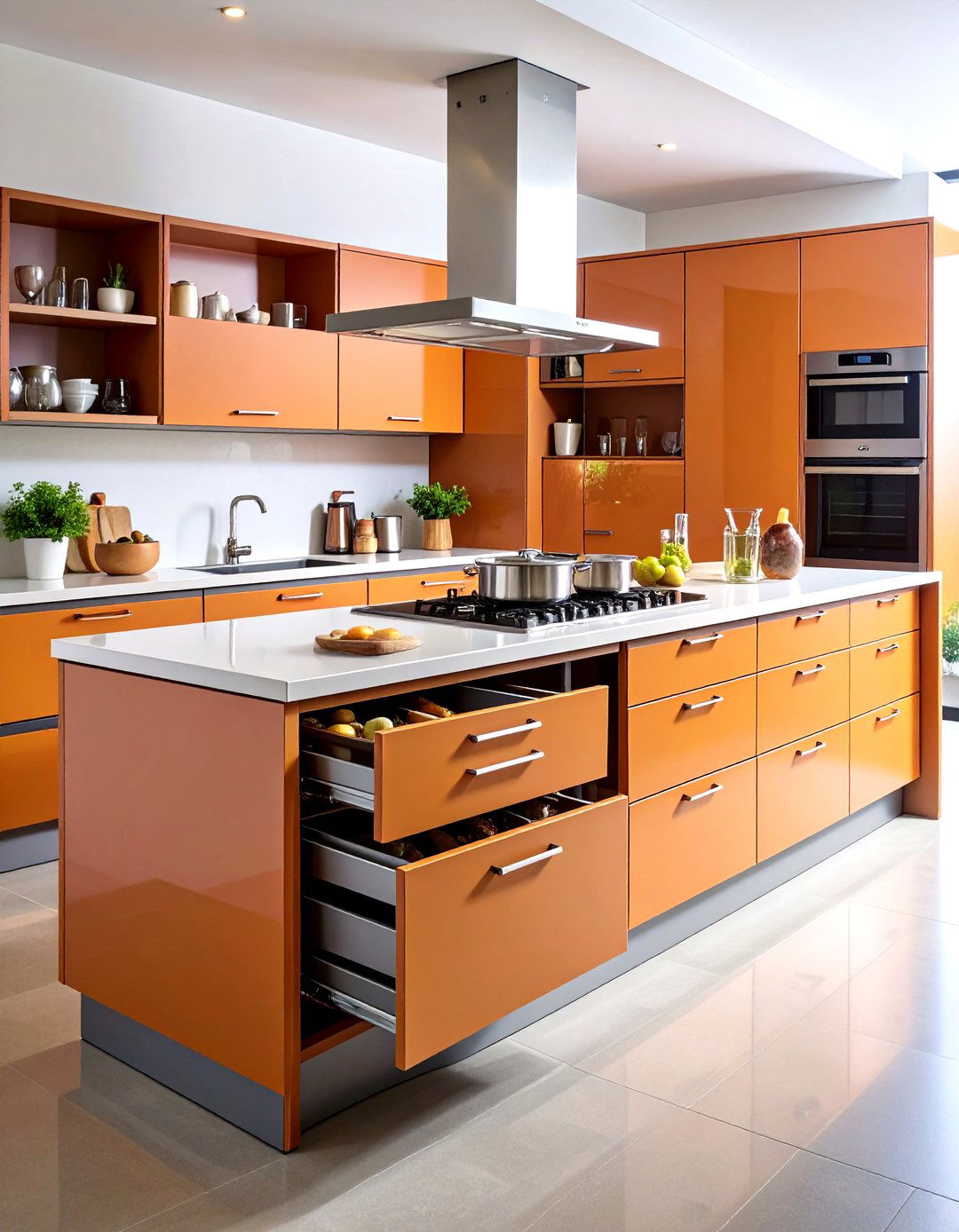 Deep Drawer Storage System - 24 Kitchen Island Storage Ideas