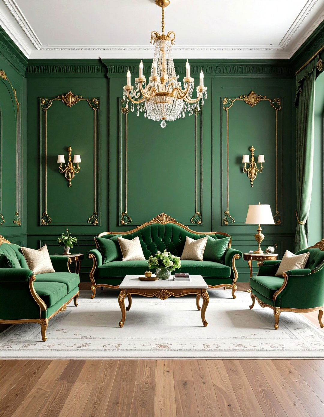 Deep Green Victorian Living Room - 24 Dark Living Room Ideas