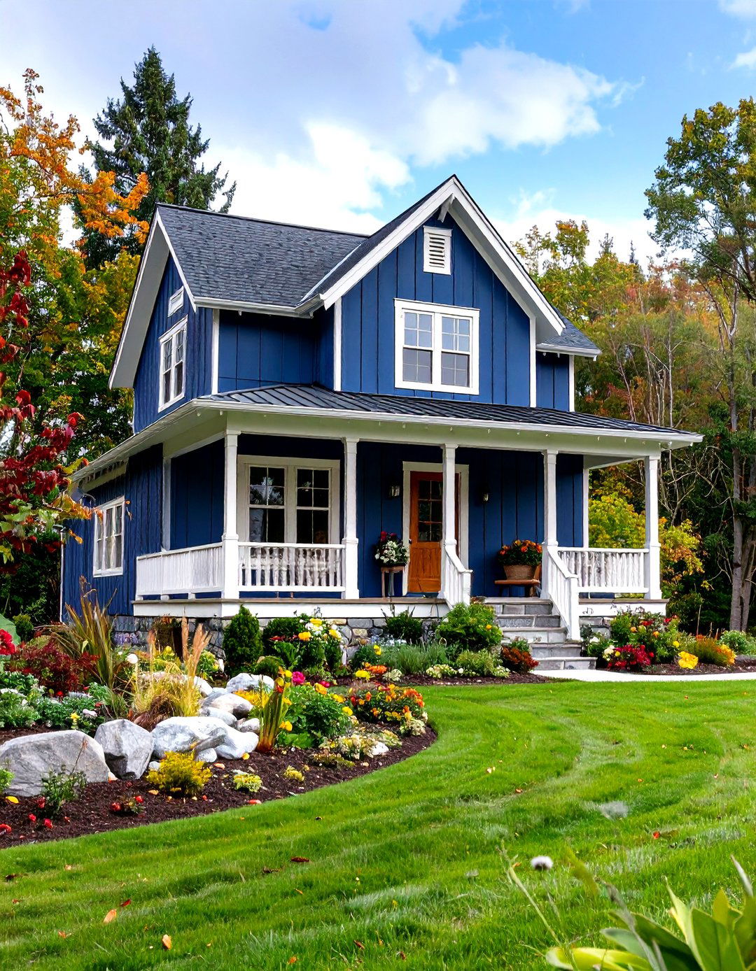 Deep Navy Board and Batten Farmhouse - 24 Midnight Blue & Dark Blue House Siding Colors