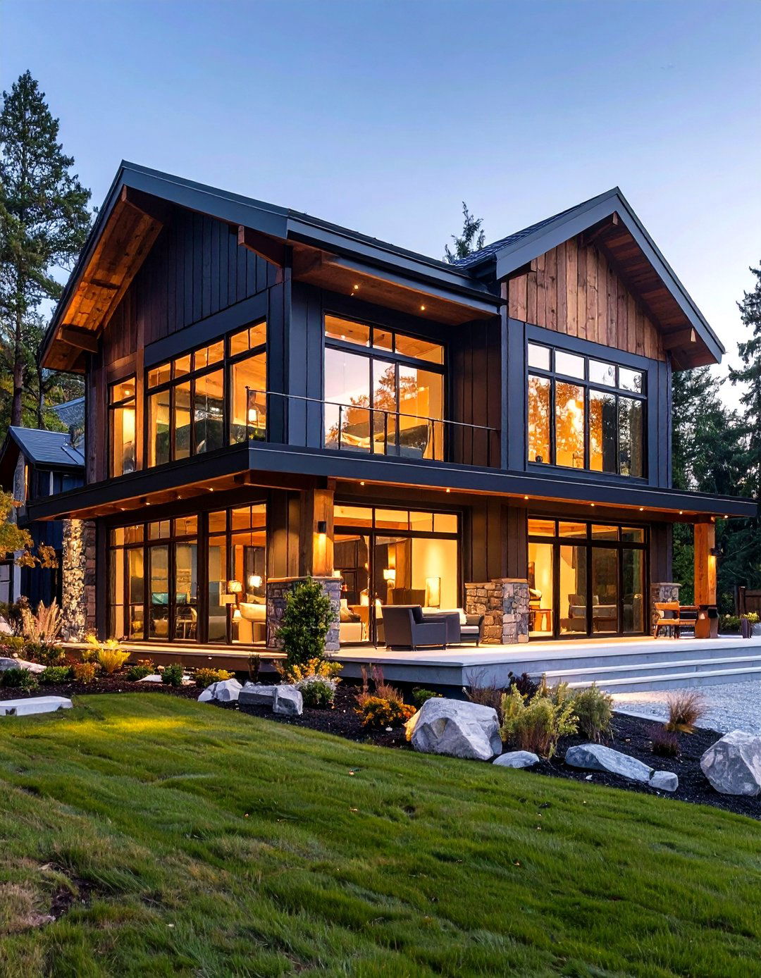 Deep Navy Mixed Texture Rustic Modern - 24 Midnight Blue & Dark Blue House Siding Colors