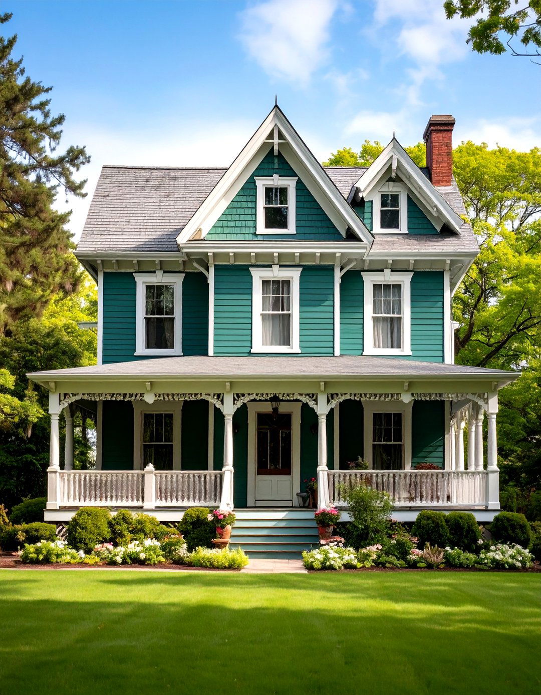 Deep Pine Victorian Estate - 24 Green Victorian House Colors