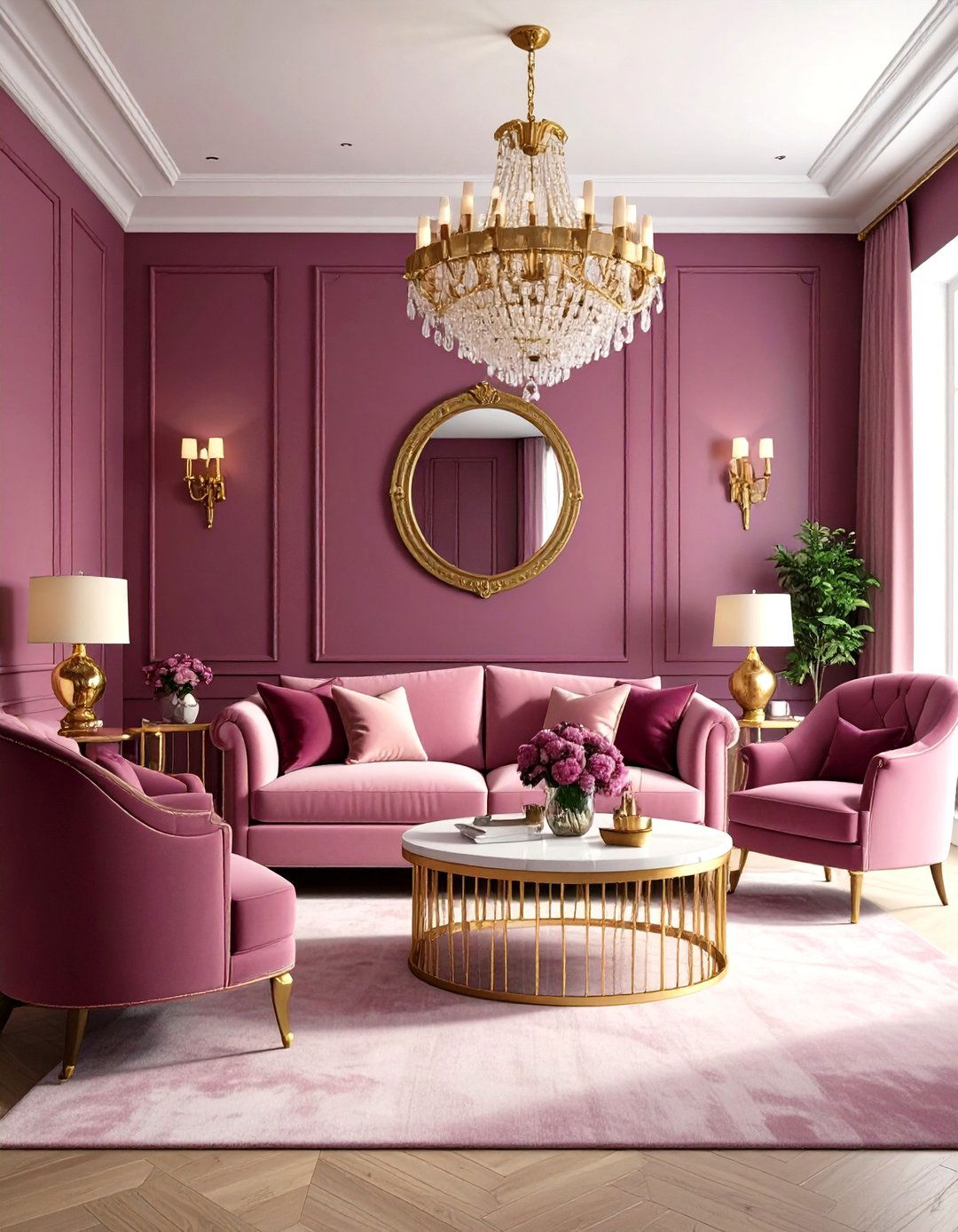 Deep Plum Romantic Living Room - 24 Dark Living Room Ideas