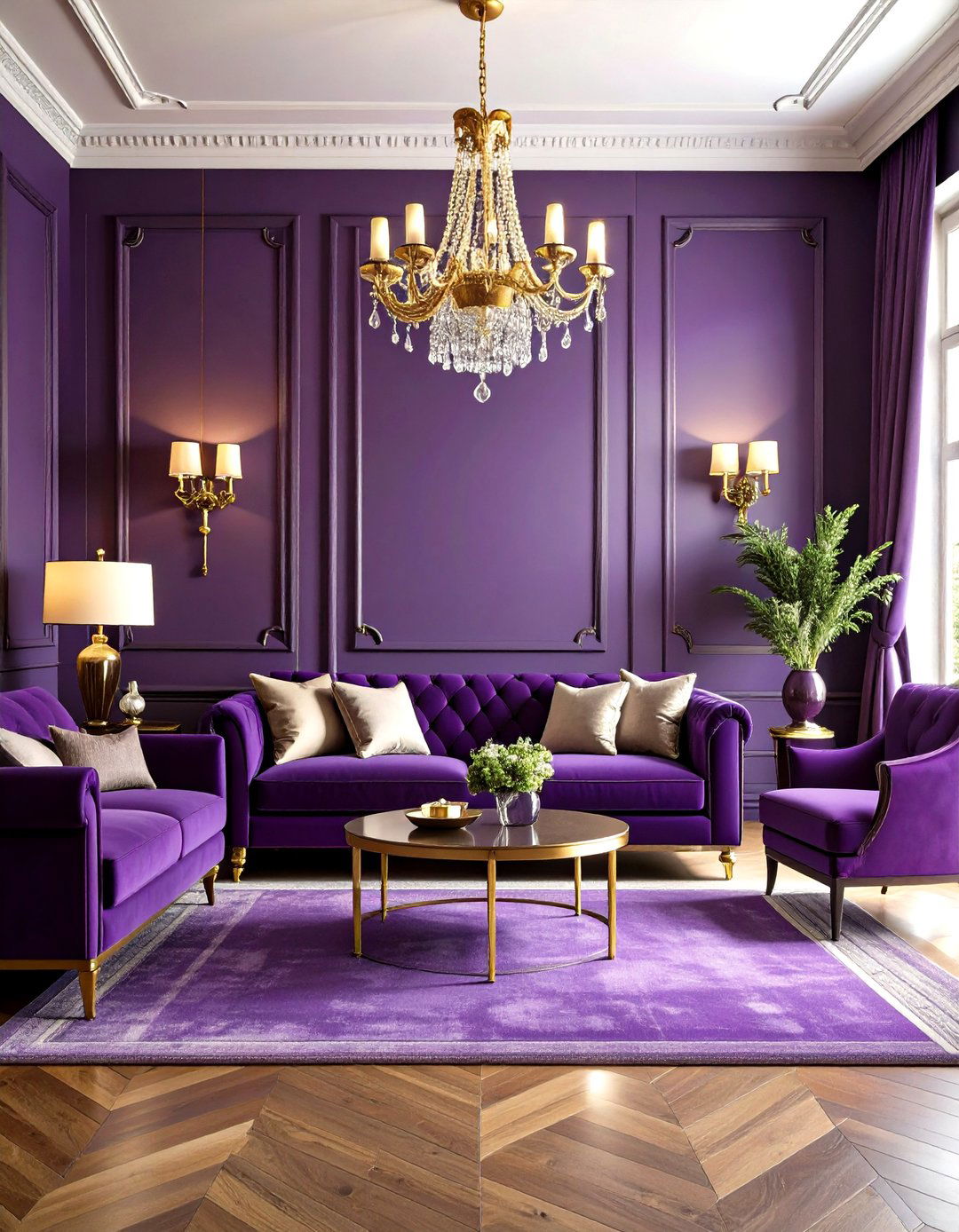 Deep Purple Luxury Living Room - 24 Dark Living Room Ideas