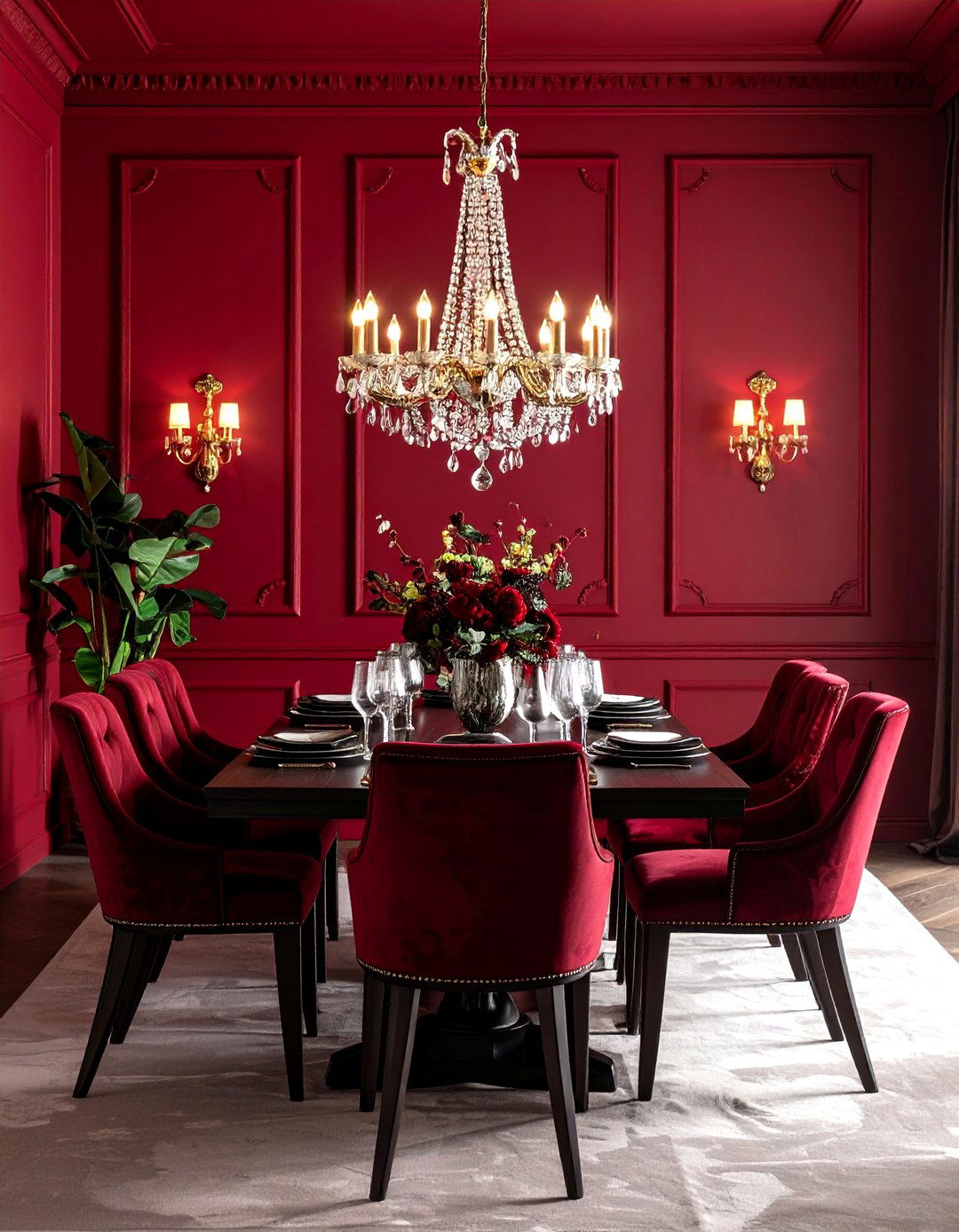 Deep Red Dining Room Richness - 24 Accent Wall Colors