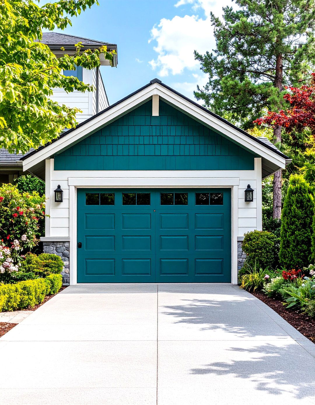 Deep Teal Accent Door - 24 Garage Door Paint Ideas
