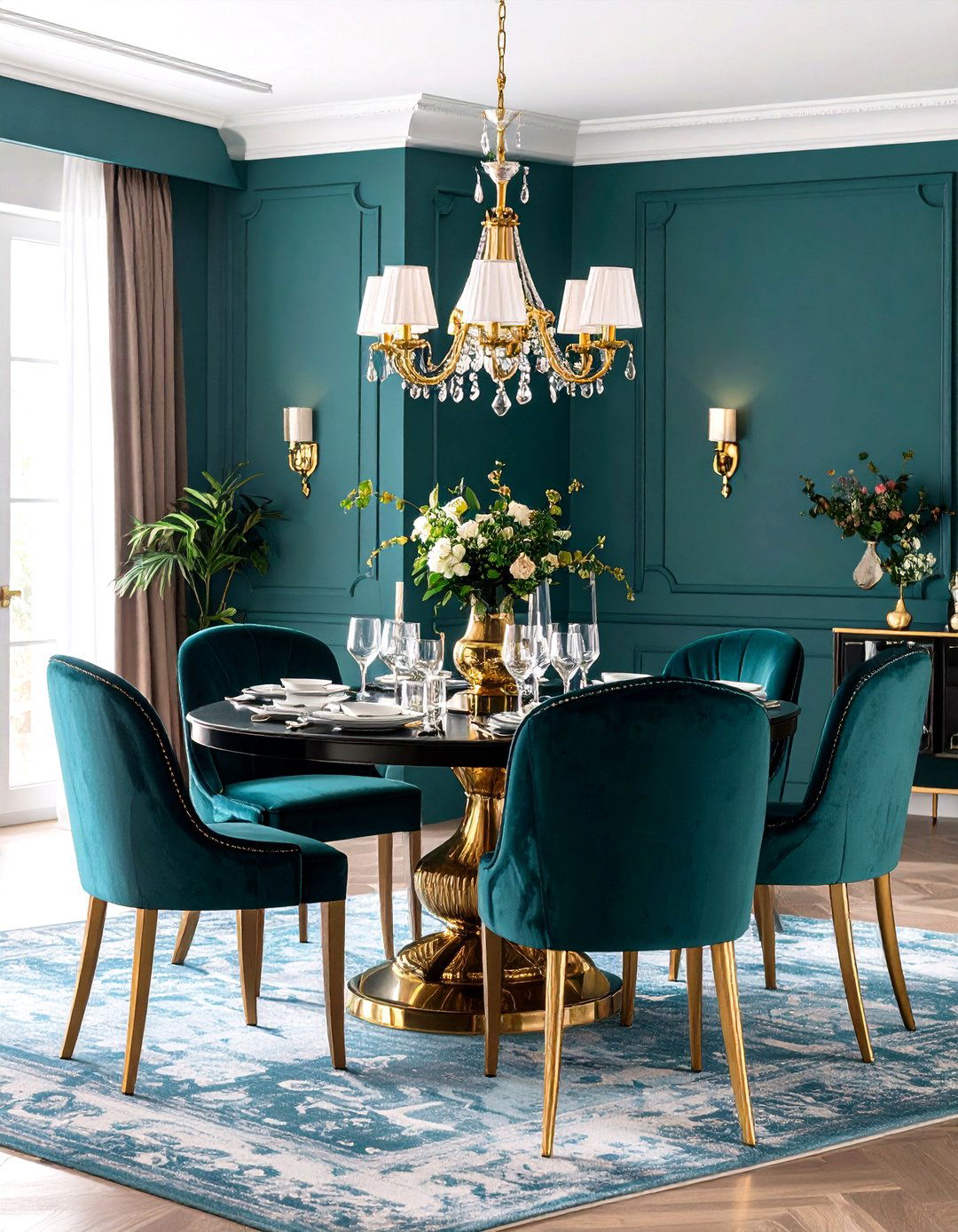 Deep Teal Dining Room Sophistication - 24 Dining Room Paint Colors