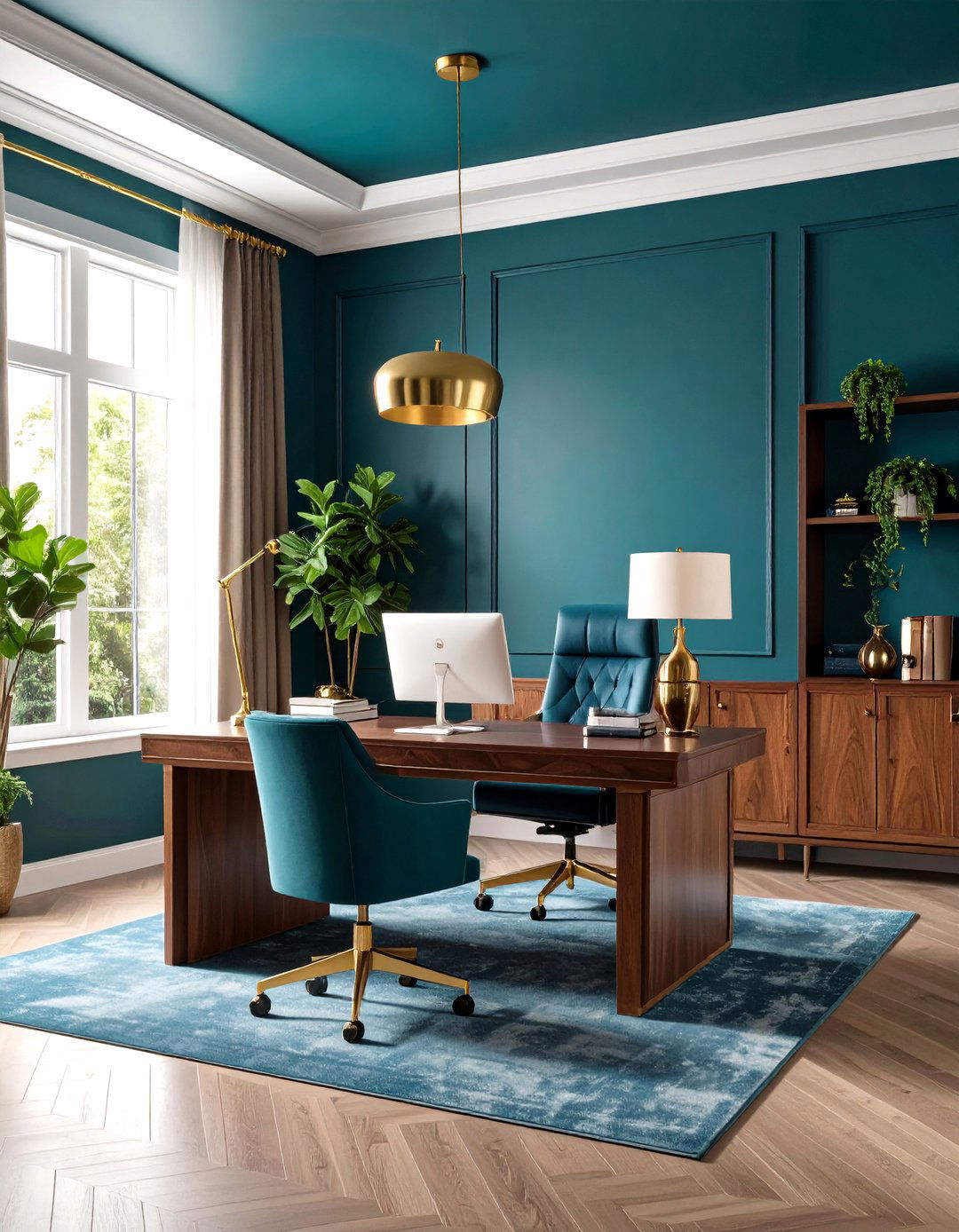 Deep Teal Dramatic Focus - 24 Home Office Paint Colors