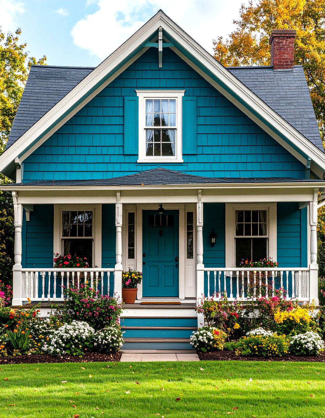 Deep Teal Historic Exterior Design - 24 Exterior House Colors & Inspiration