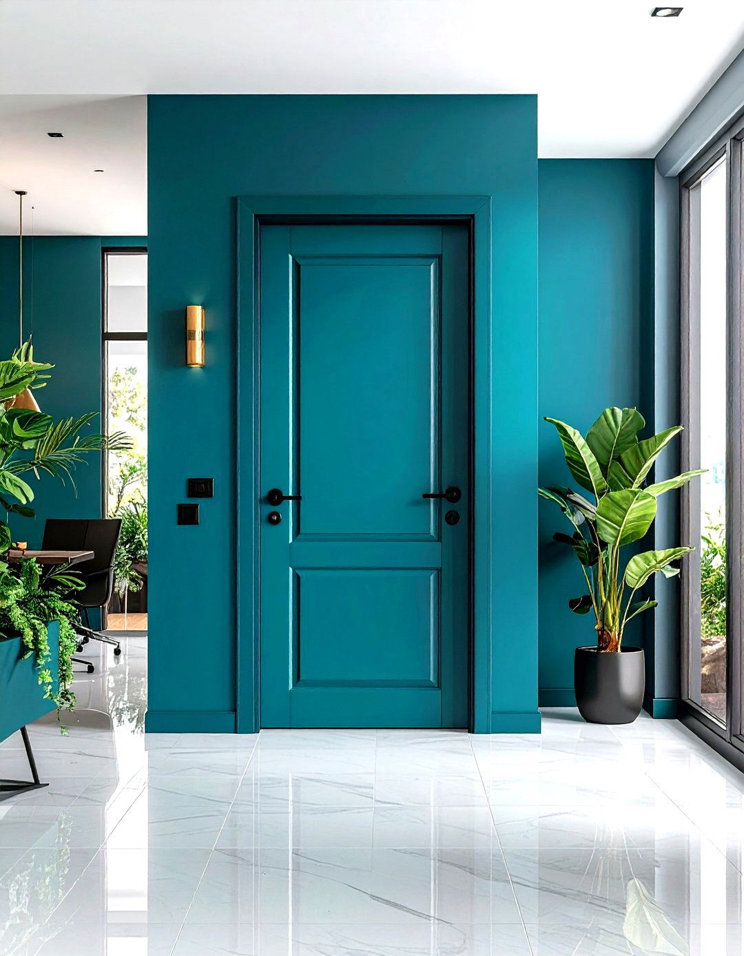 Deep Teal Sophistication - 24 Interior Door Color Ideas