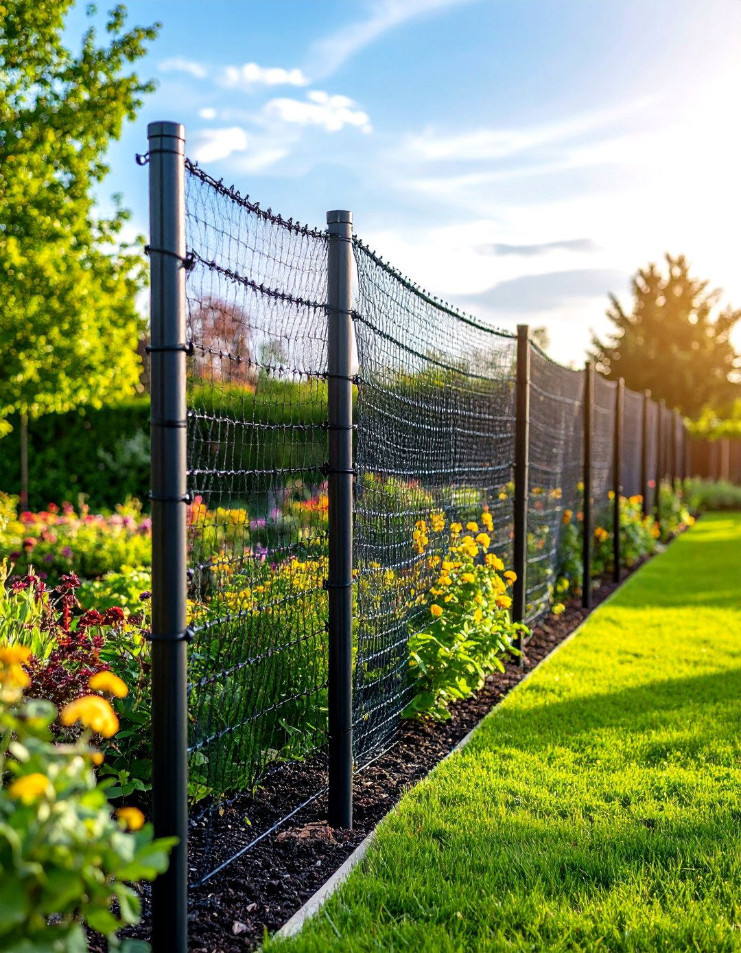 Deer Netting on Tall Posts for Large Area Protection - 24 Vegetable Garden Fence Ideas