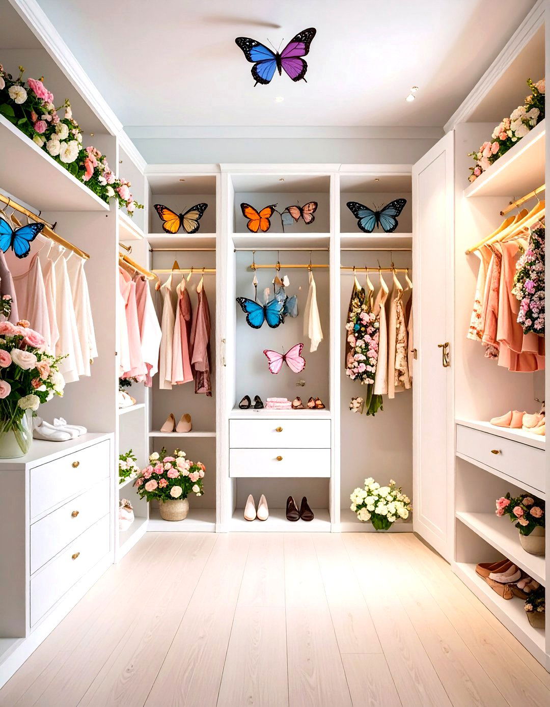 Delicate Butterfly Garden Closet with Spring Florals