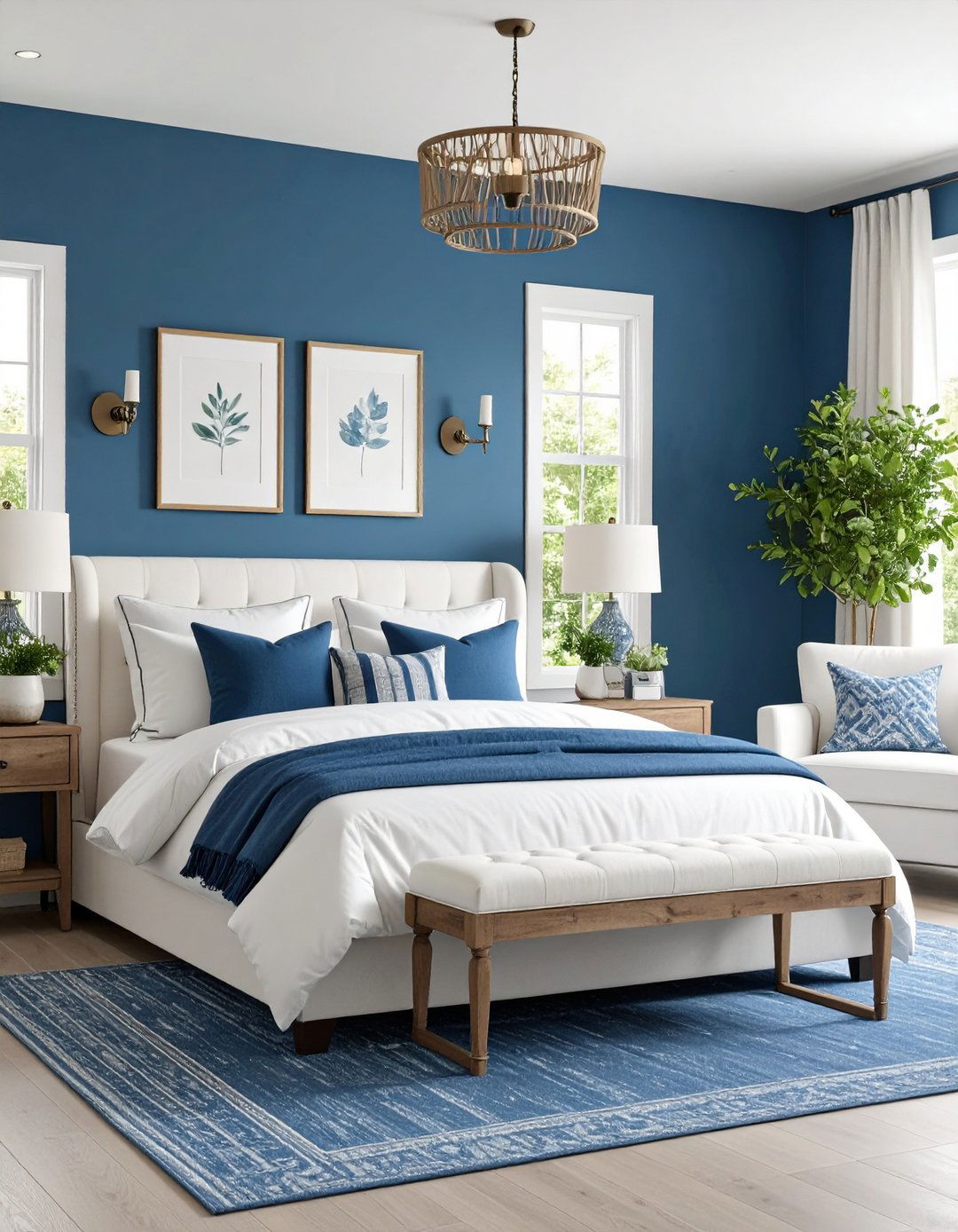 Denim Blue Casual Bedroom - 24 Blue and White Bedroom Ideas
