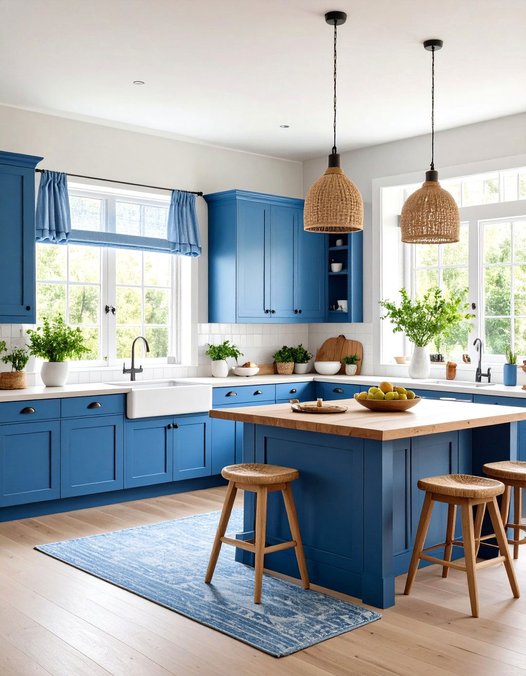 Denim Blue Kitchen Textiles - 24 Blue French Country Kitchen Ideas