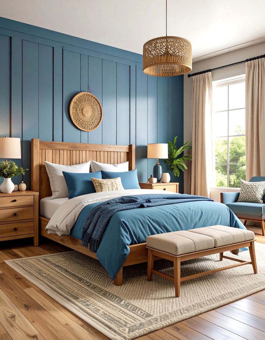 Denim Blue Rustic Bedroom Wall - 24 Blue Accent Wall Ideas