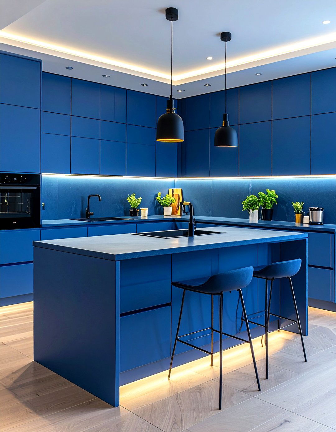 Denim Blue Solid Surface Modern Kitchen - 24 kitchens with blue countertops