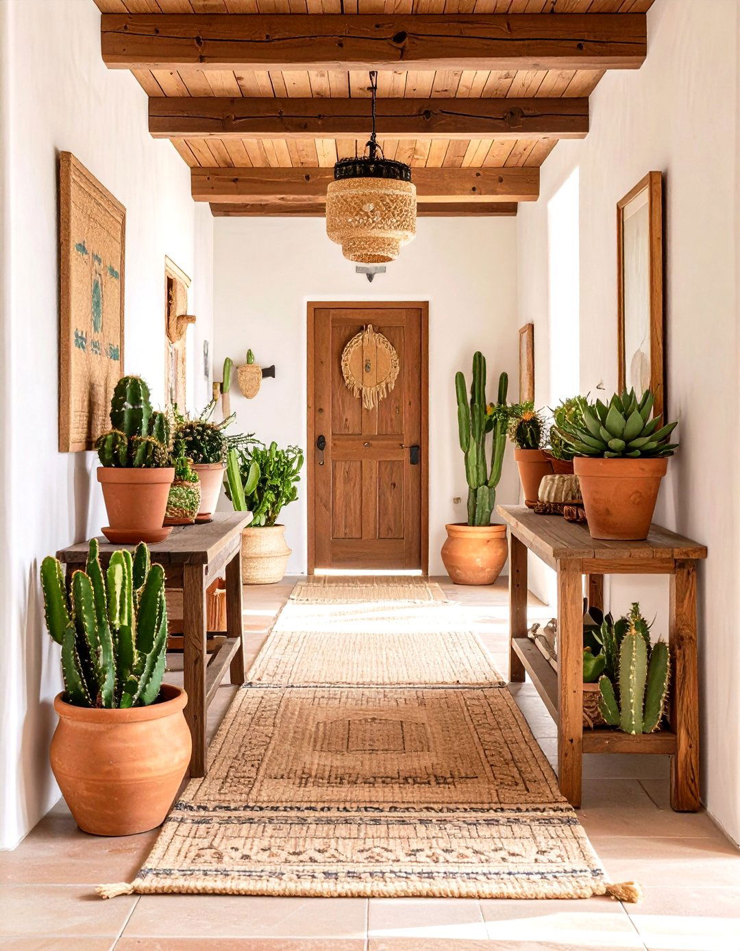 Desert Boho Cactus Corridor - 24 Boho Hallway Ideas