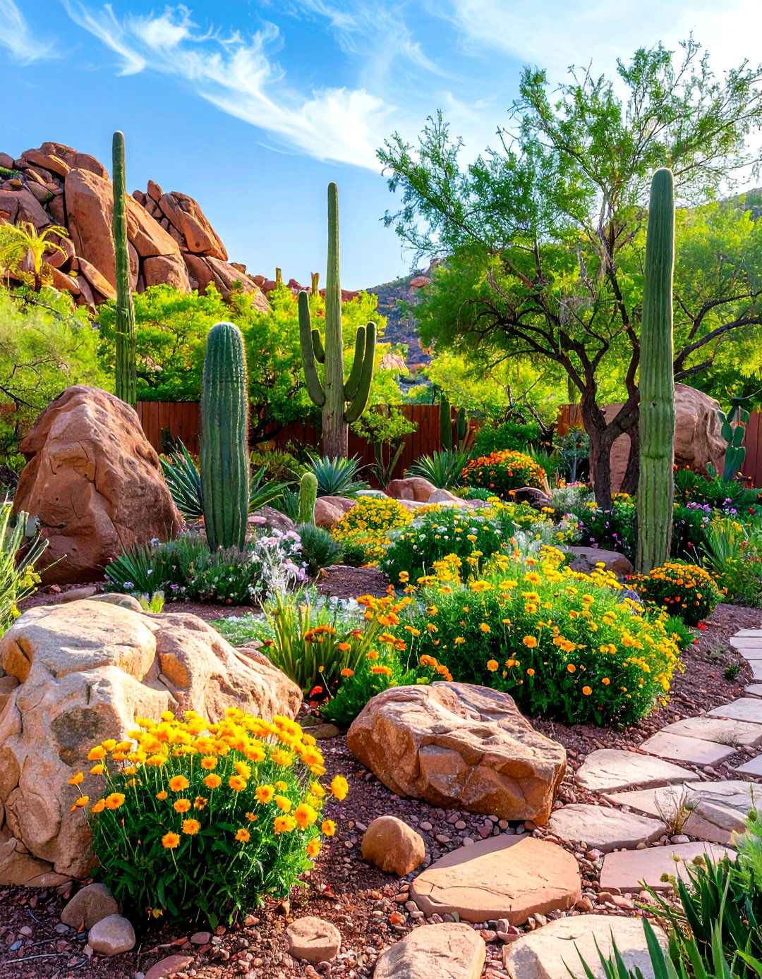 Desert Garden Rockscape - 24 front yard spanish style landscaping ideas