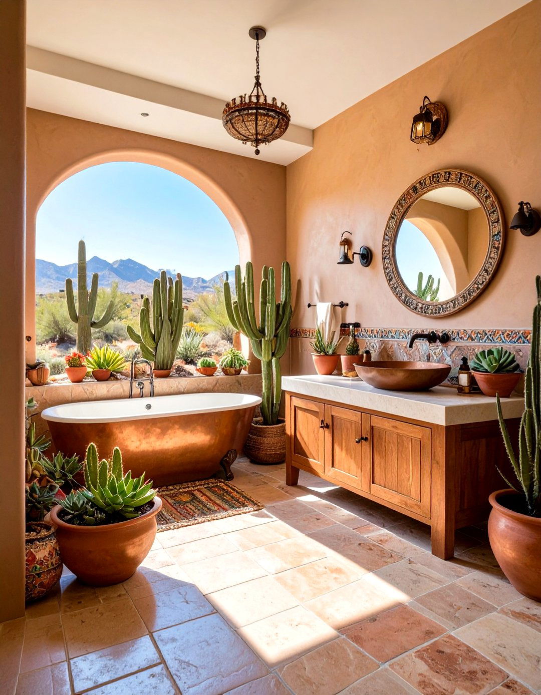 Desert Inspired Western Bathroom with Cactus and Succulent Themes - 24 Western Bathroom Ideas