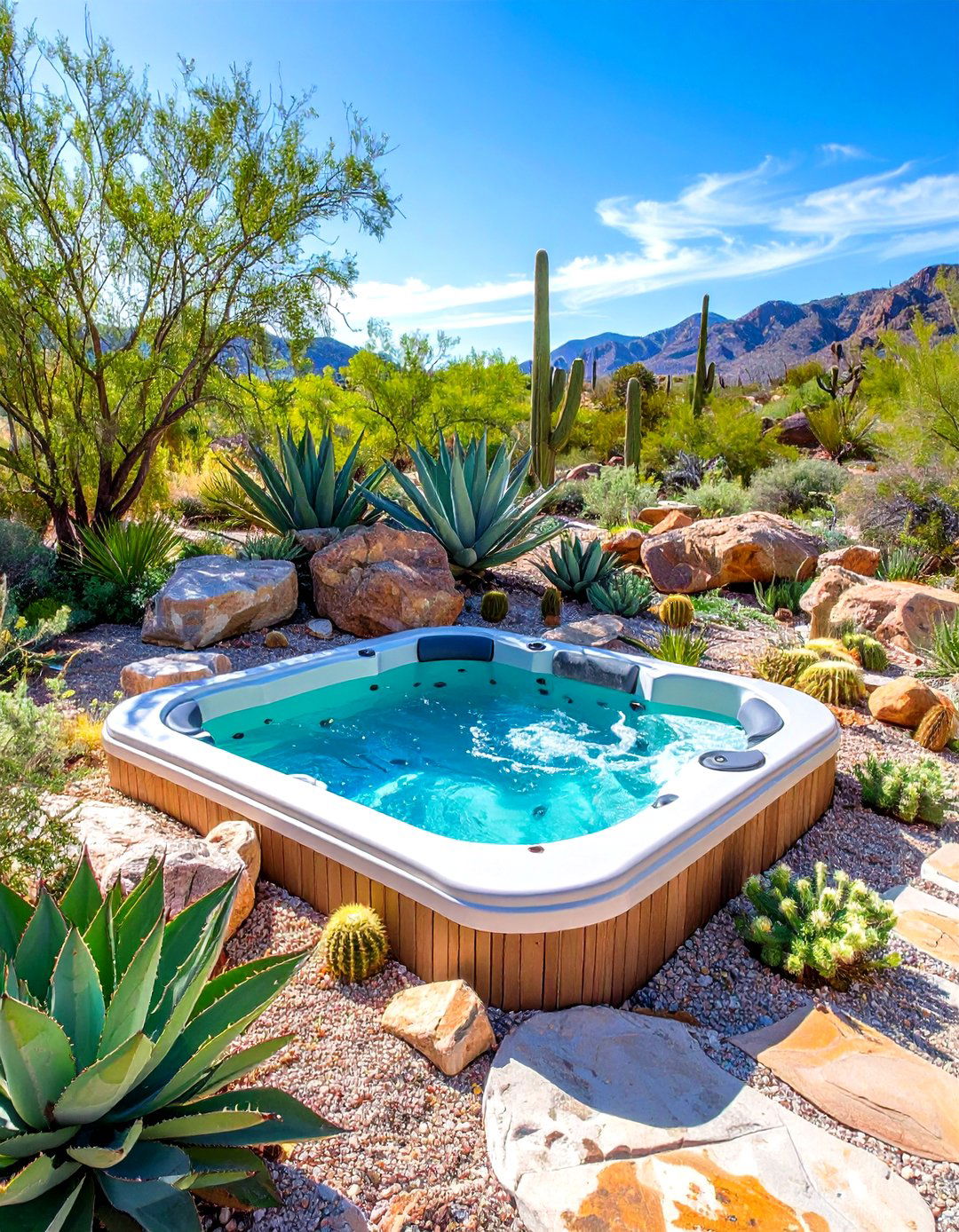 Desert Landscape Hot Tub Oasis - 24 Hot Tub Landscaping Ideas