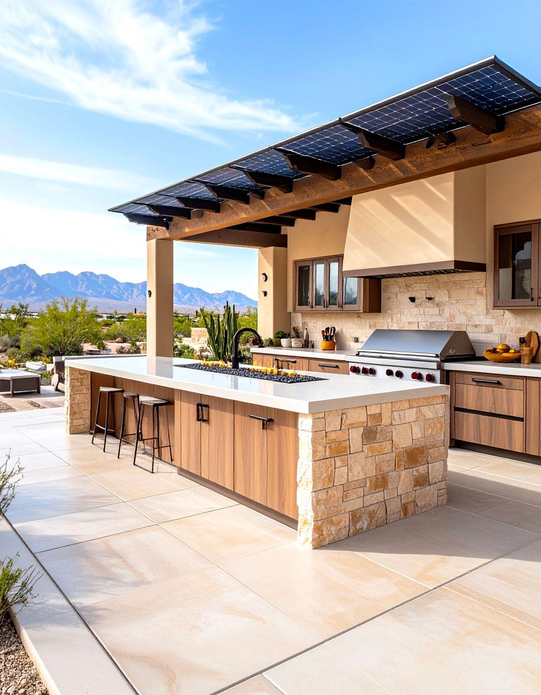 Desert Modern with Natural Stone - 24 Luxury Outdoor Kitchen Ideas