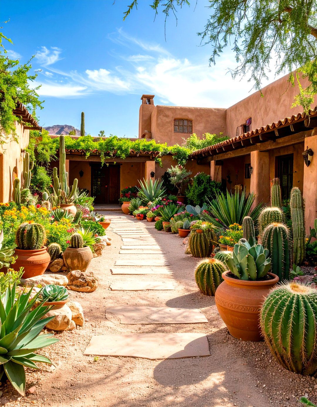 Desert Oasis Fairy Garden with Southwestern Adobe - 24 Large Fairy Garden Ideas