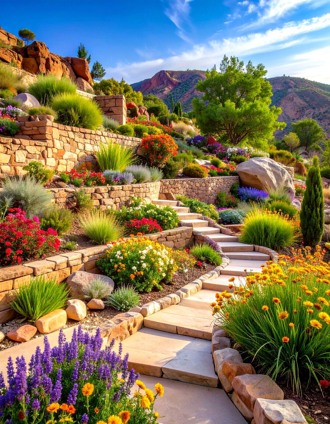 Desert Slope and Terraced Gardens - 24 Desert Landscape Ideas