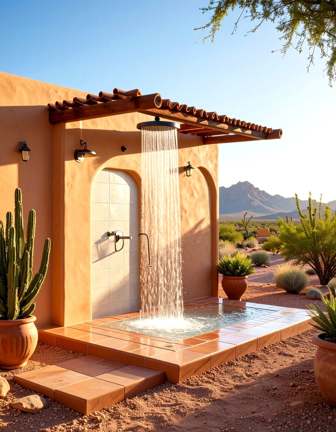 Desert Southwest Adobe Style Outdoor Shower - 24 Outdoor Shower Ideas