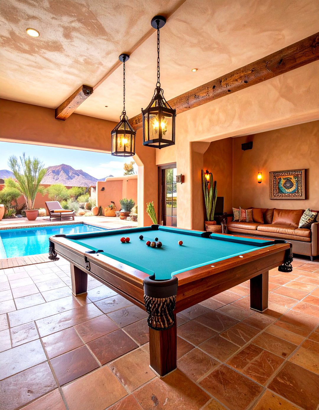 Desert Southwest Pool Room - 24 Pool Table Room Ideas