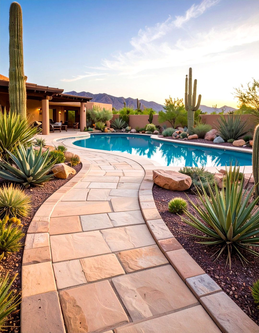 Desert Southwest Pool Walkway Theme - 24 Pool Walkway Ideas