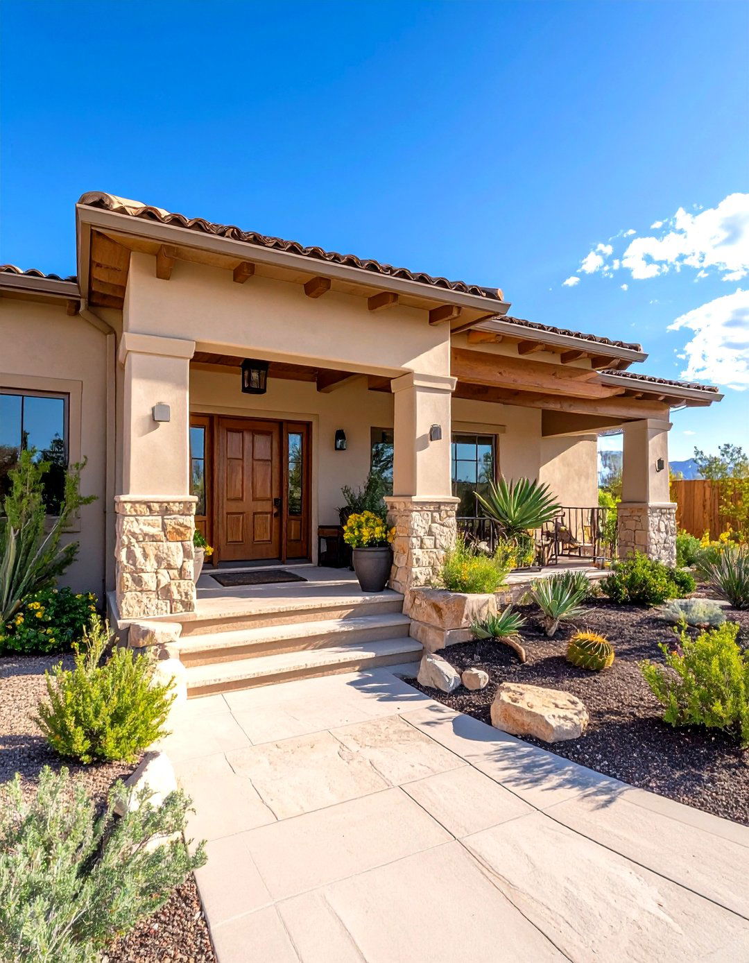 Desert Stone Adaptation - 24 Stone Porch Ideas