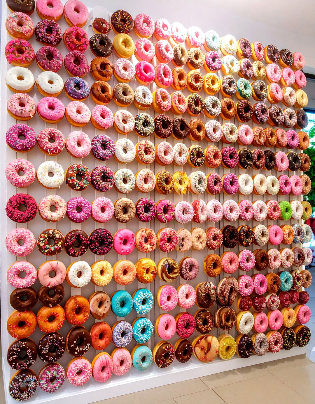 Dessert Donut Wall Display - 24 Wedding Buffet Ideas