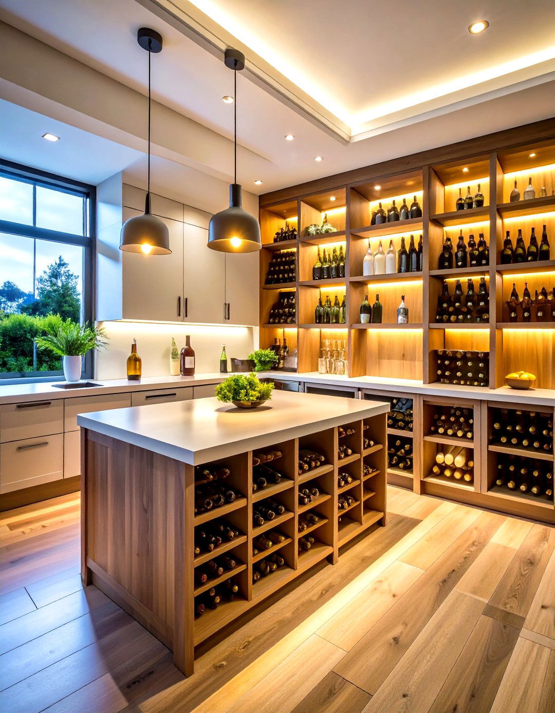 Diagonal Corner Wine Storage - 24 Kitchen Corner Ideas