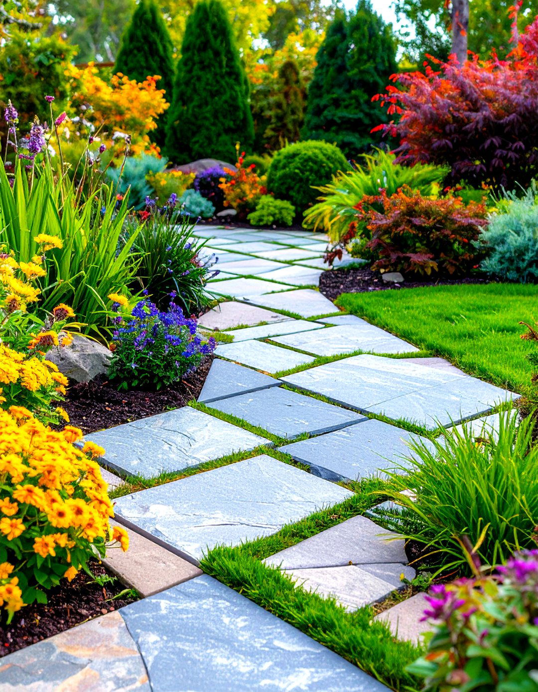 Diagonal Diamond Flagstone Patterns - 24 Flagstone Patio Ideas