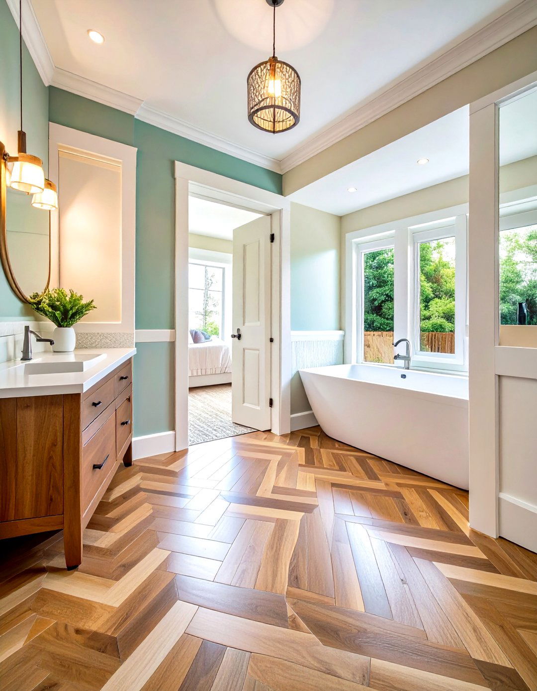 Diagonal Line Bathroom Transitions - 24 Floor Transition Ideas