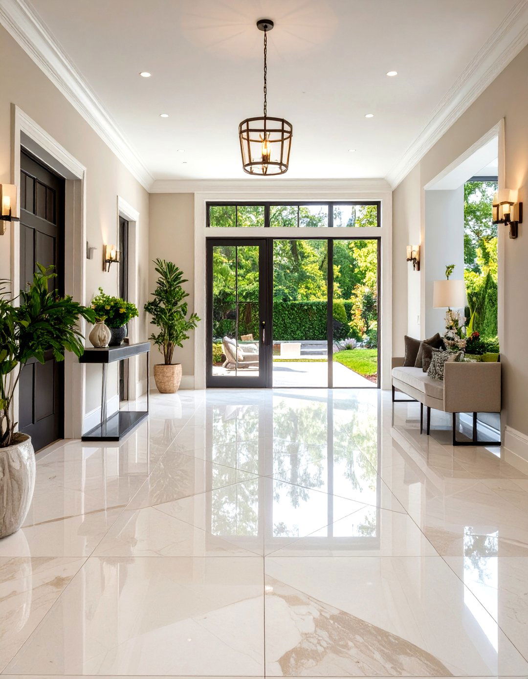 Diagonal Pattern Stone Look Porcelain - 24 Small Entryway Tile Floor Ideas
