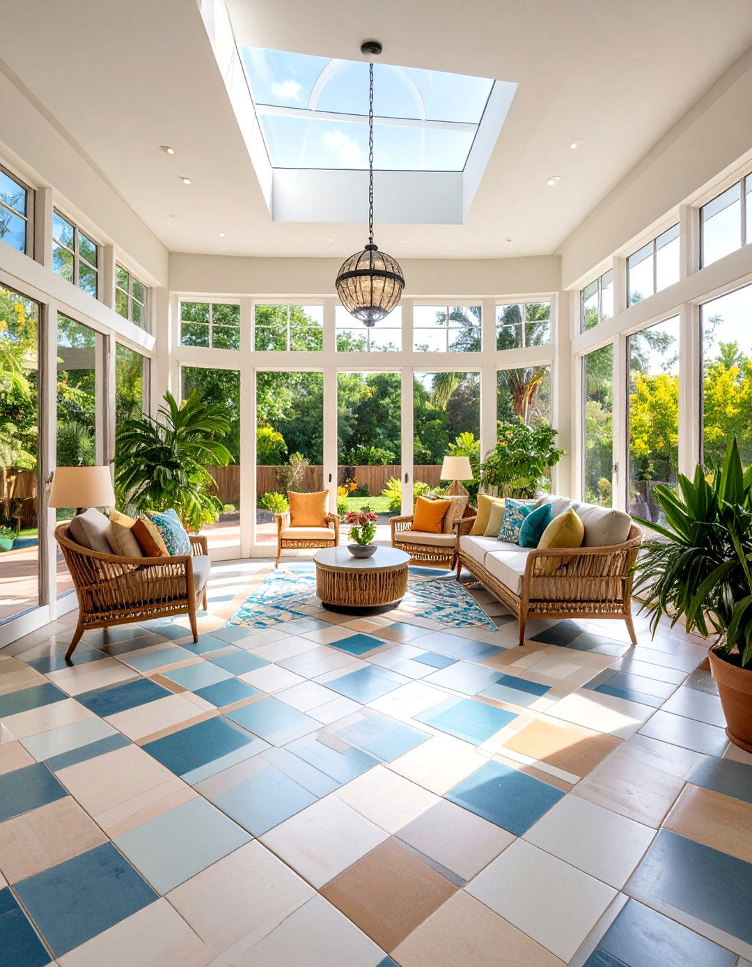Diamond Pattern Sunroom Tile Installation - 24 Sunroom Tile Floor Ideas