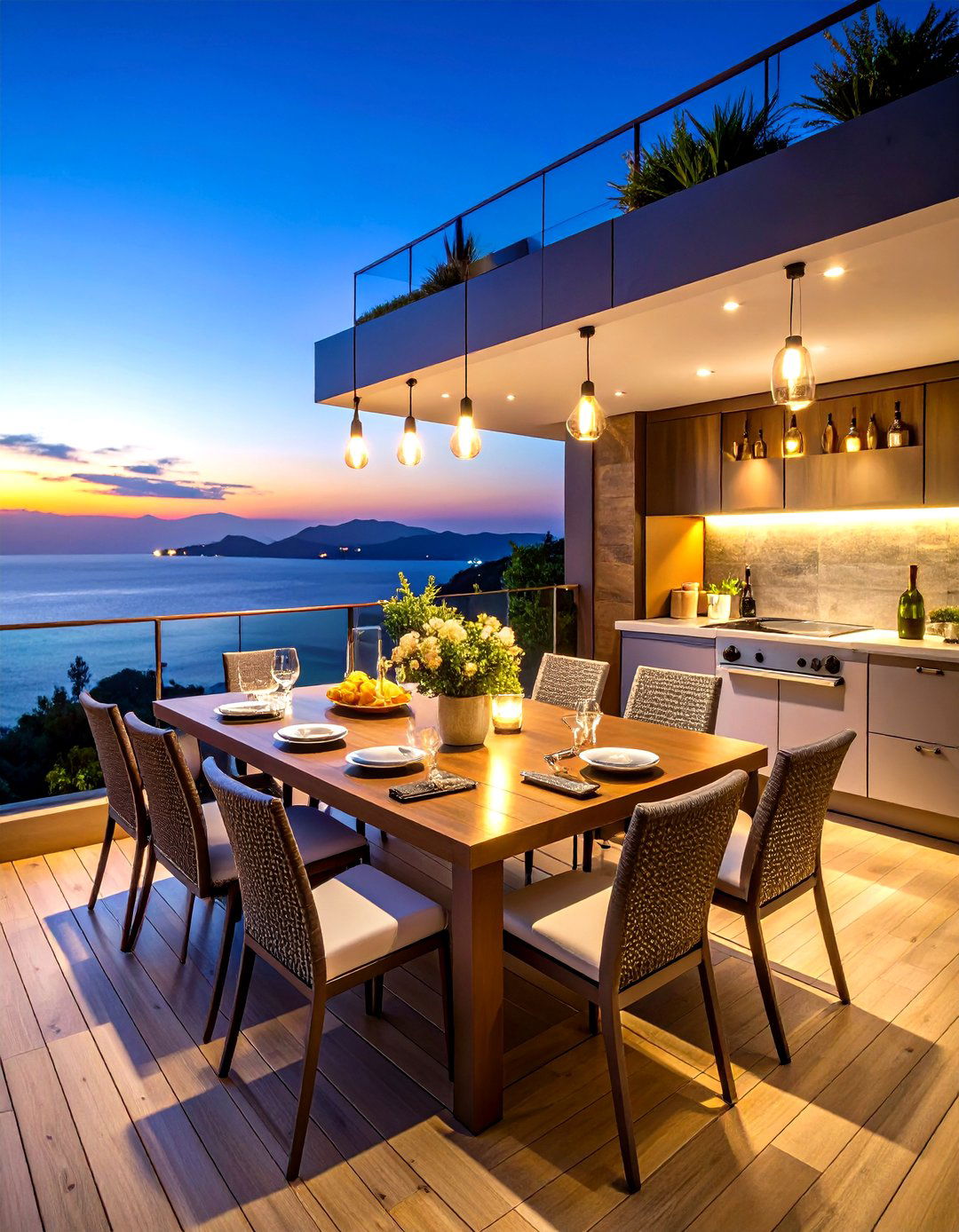 Dining Focused Penthouse Balcony - 24 Penthouse Balcony Ideas
