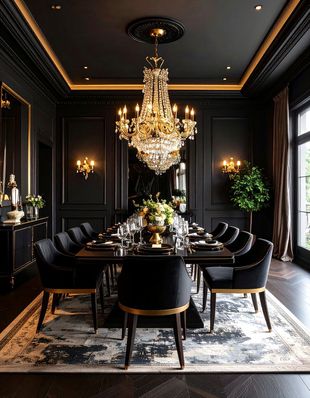 Dining Room Black Ceiling Drama - 24 Black Ceiling Design Ideas