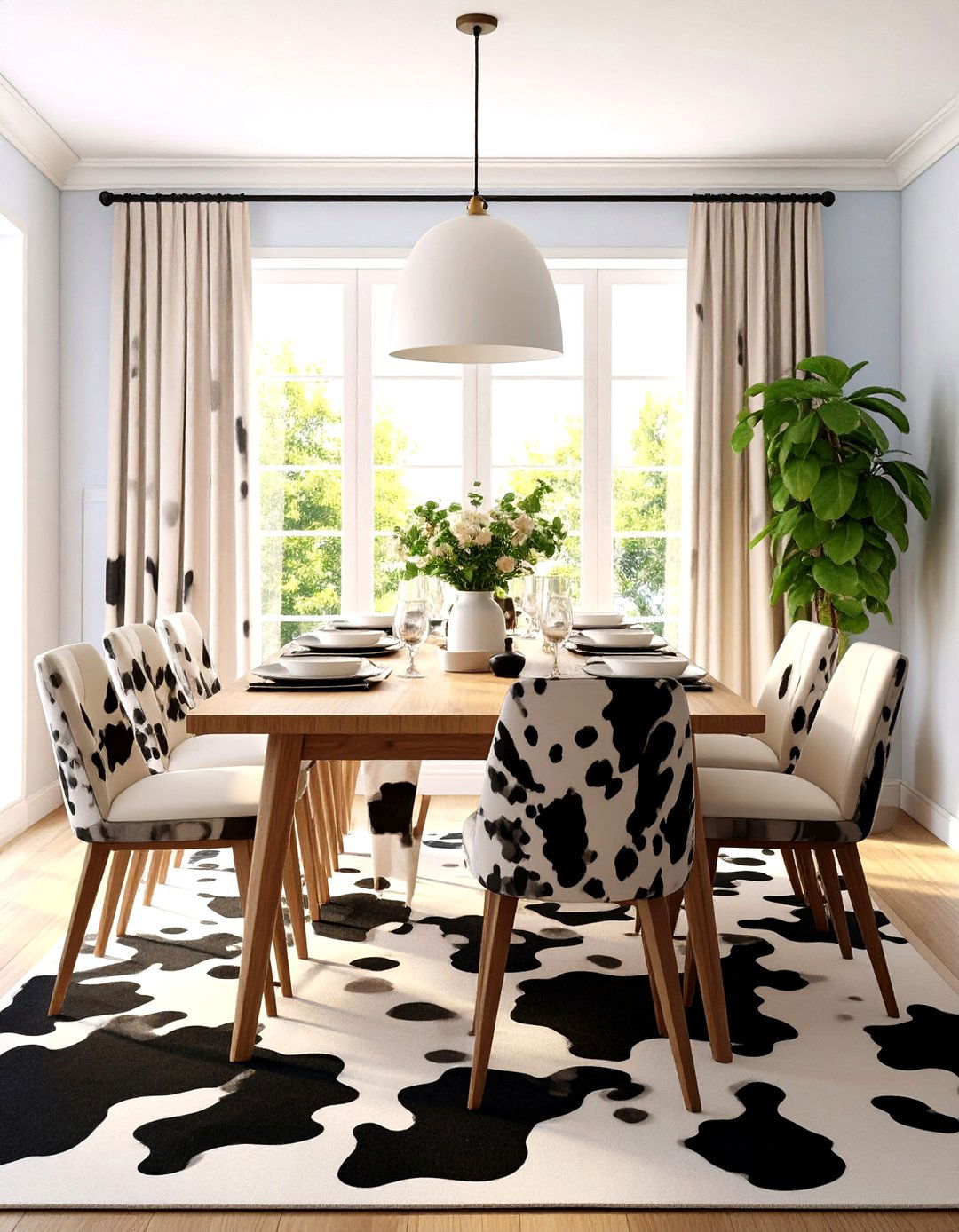 Dining Room Cow Print Elegance - 24 Cow Print Room Decor Ideas