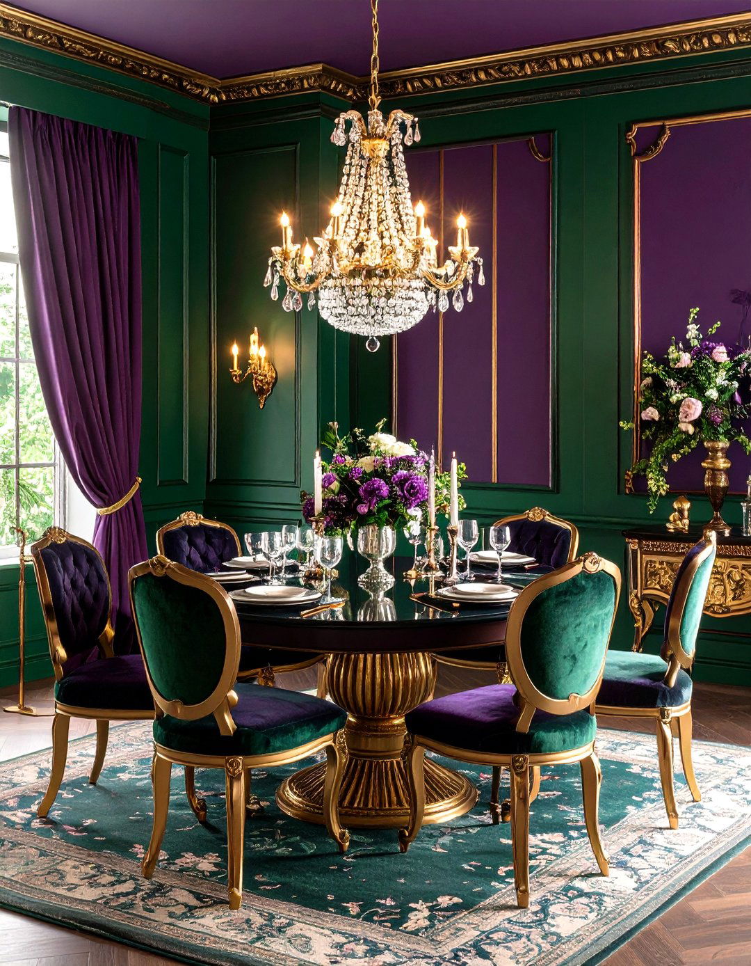 Dining Room Jewel Tone Sophistication - 24 Two Tone Wall Paint Ideas