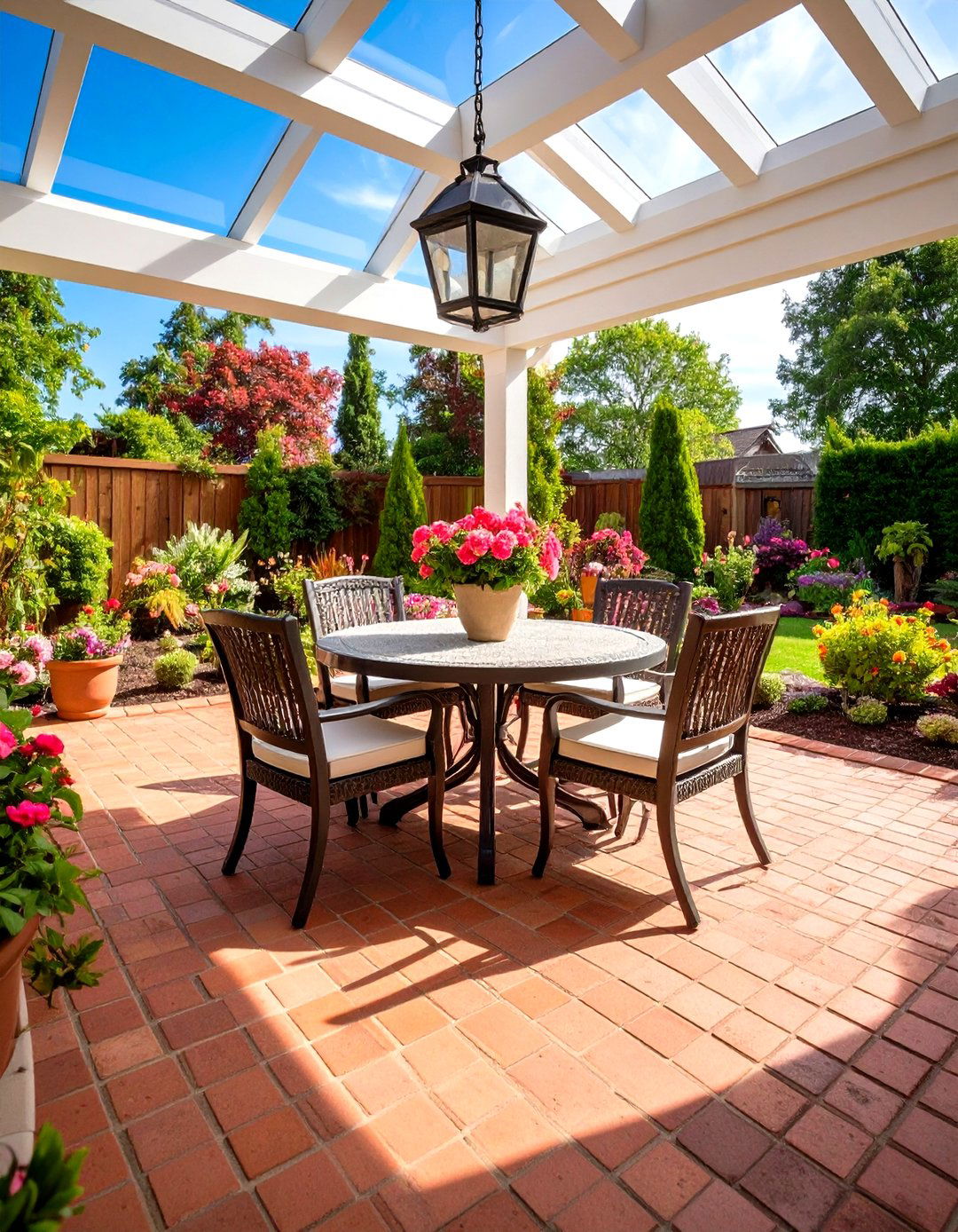Dining Sunroom with Brick Floors - 24 Brick Floor Sunroom Ideas