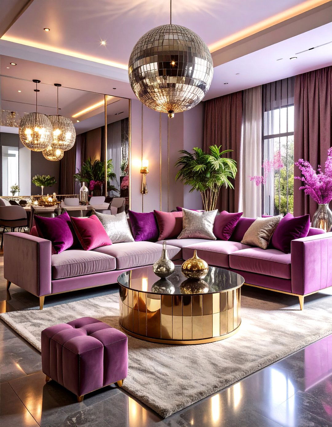 Disco Glam Metallic Wonderland - 24 70s Living Room Ideas