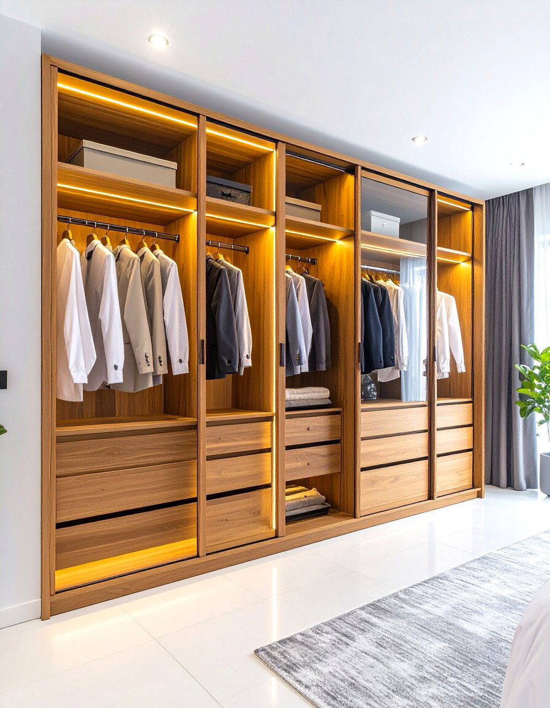 Display and Storage Combinations - 24 Built-in Wardrobe Ideas Around a Bed