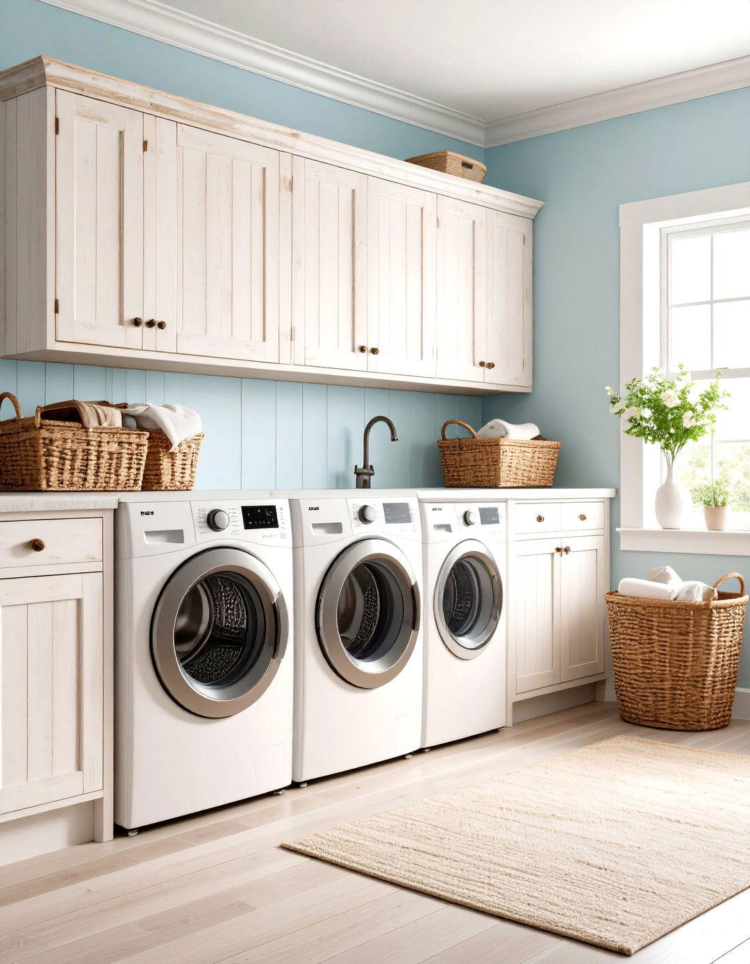 Distressed Furniture Laundry Cabinet - 24 Vintage Laundry Room Decor Ideas