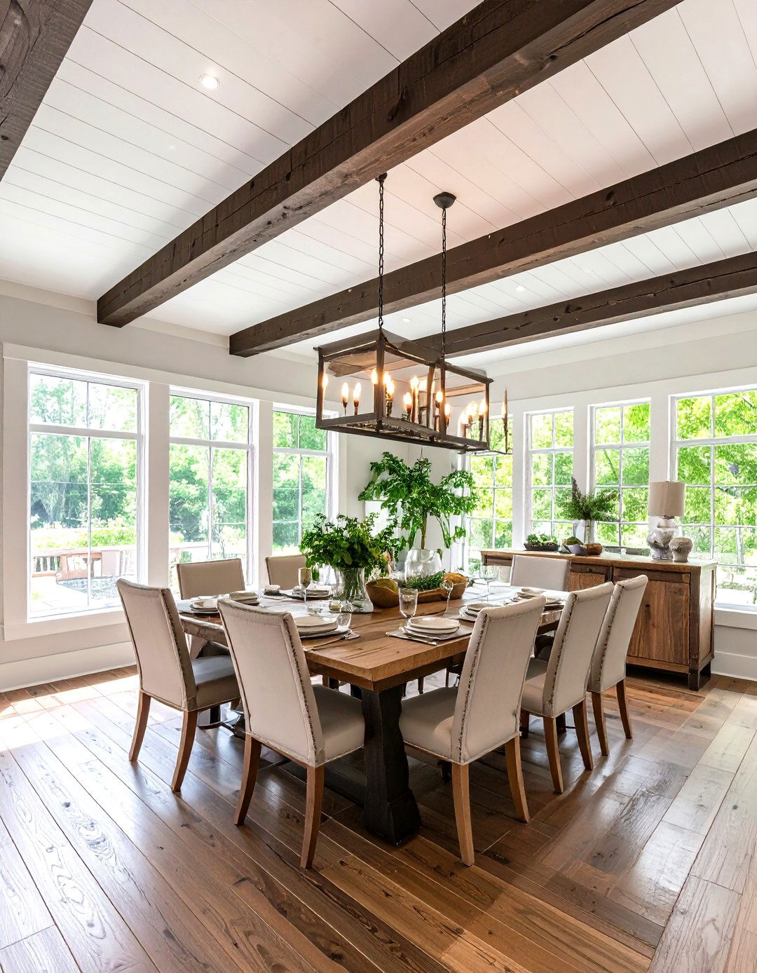Distressed Plank Beam Combinations - 24 Rustic Ceiling Ideas